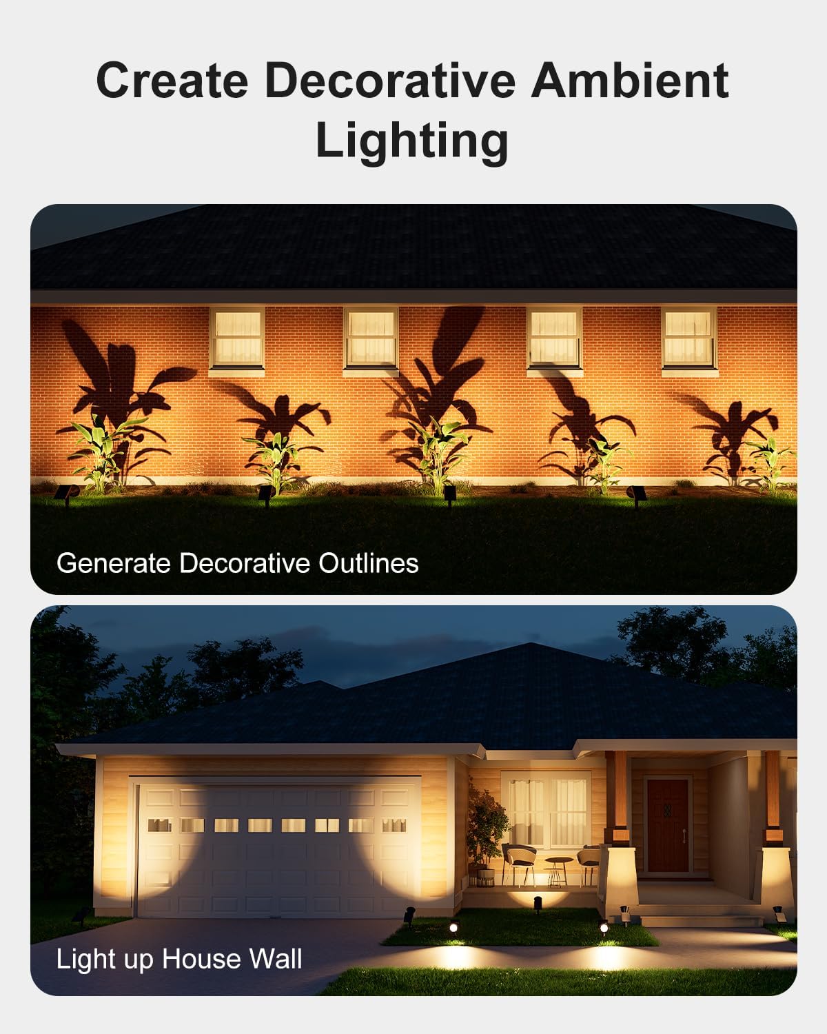 Solar Power Spot Lights Outdoor Waterproof for Christmas Decorations, Flag, Tree, Wreath, Santa Claus, Snowman, Bright LED Landscape Lamp Uplights for Outside Garden, Yard, Patio, Sidewalk,Warm White