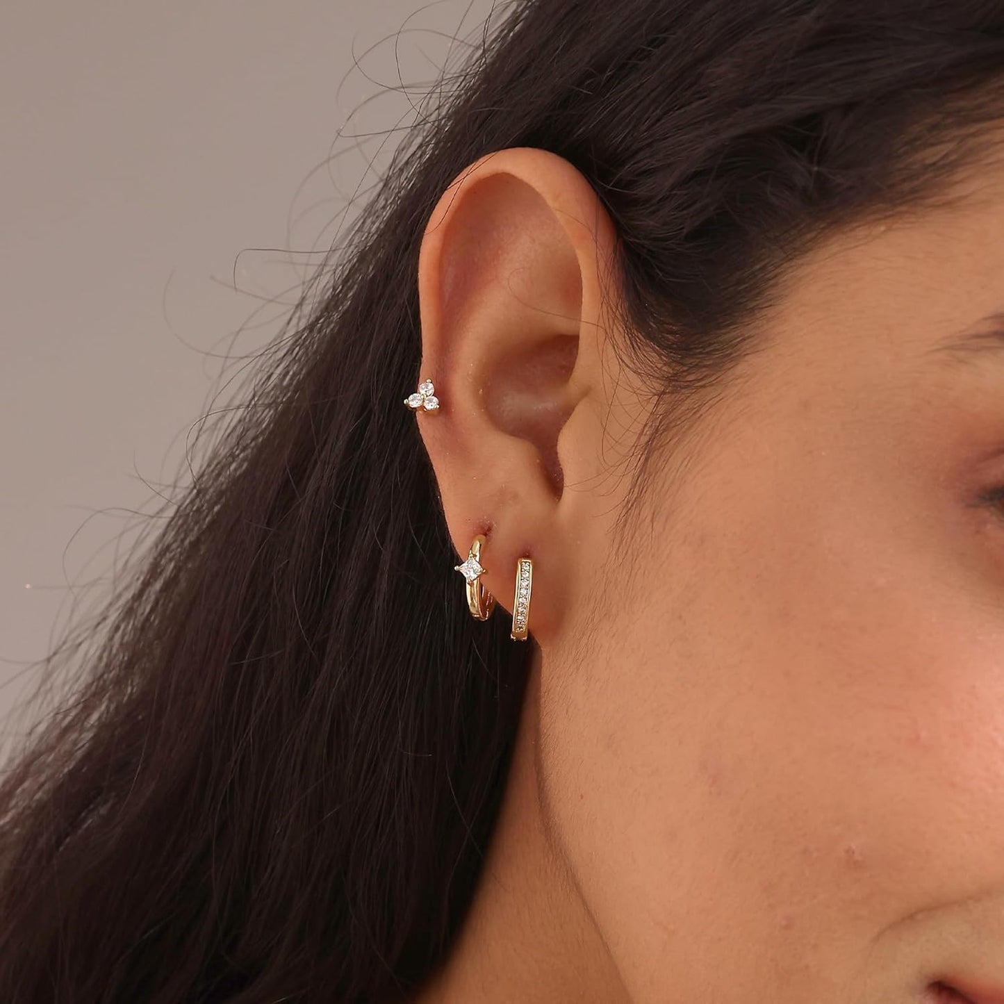 Gold Earrings for Women, 14k Gold Plated Dangle Huggie Earrings for Women Trendy Dainty Gold Hoop Earring Stacks Hypoallergenic Pearl Chain Drop Cartilage Earring Fashion Womens Jewelry