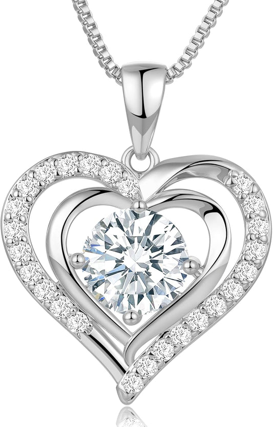 Moissanite Heart Necklace for Women Birthday Gifts for Wife S925 Sterling Silver Jewelry for Christmas Anniversary Valentine Birthday Gift for Her Girlfriend Mom