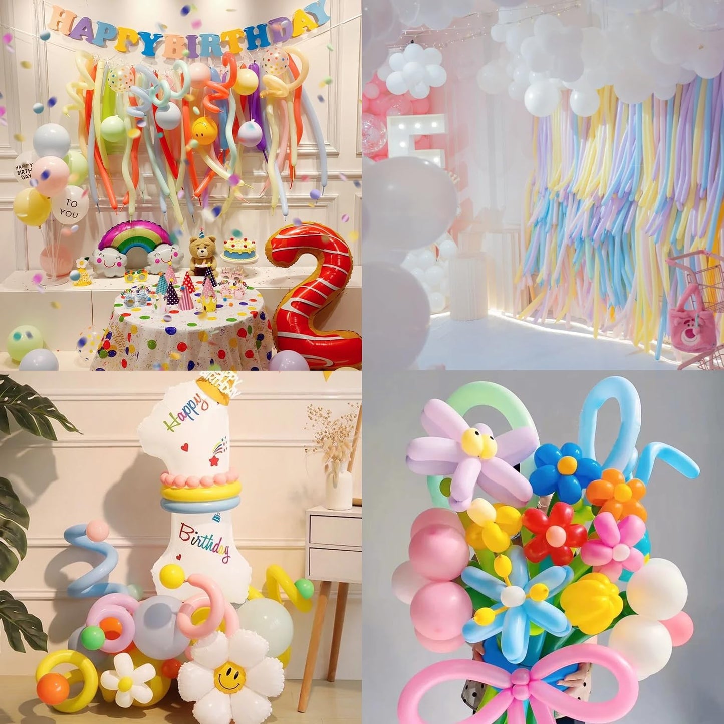 100Pcs 260 Balloons Pastel Color Long Balloons for Balloon Garland Thickening Skinny Latex Twisting Animals Modeling Magic Balloon for Weddings Birthdays Clowns Christmas Party Decorations
