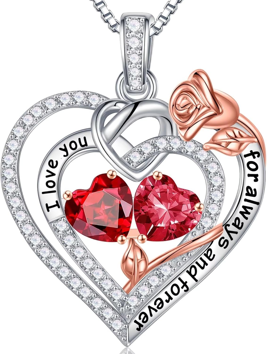 Iefil Christmas Gifts for Wife Women - 925 Sterling Silver Double Birthstone Necklace, Anniversary Birthday Gifts for Women, Jewelry Gift for Wife Girlfriend Mom Her