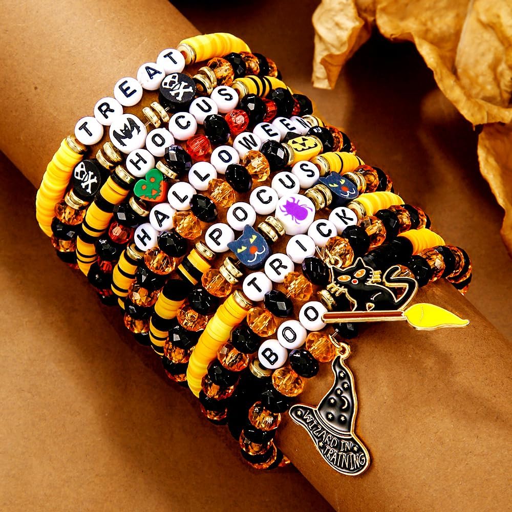 Heishi Surfer Clay Bead Bracelets Set for Women - Preppy Smile Evil Eye Beaded Stretch Bracelets Elastic Layering Friendship Bracelets- Stackable Boho Disc Summer Jewelry Set