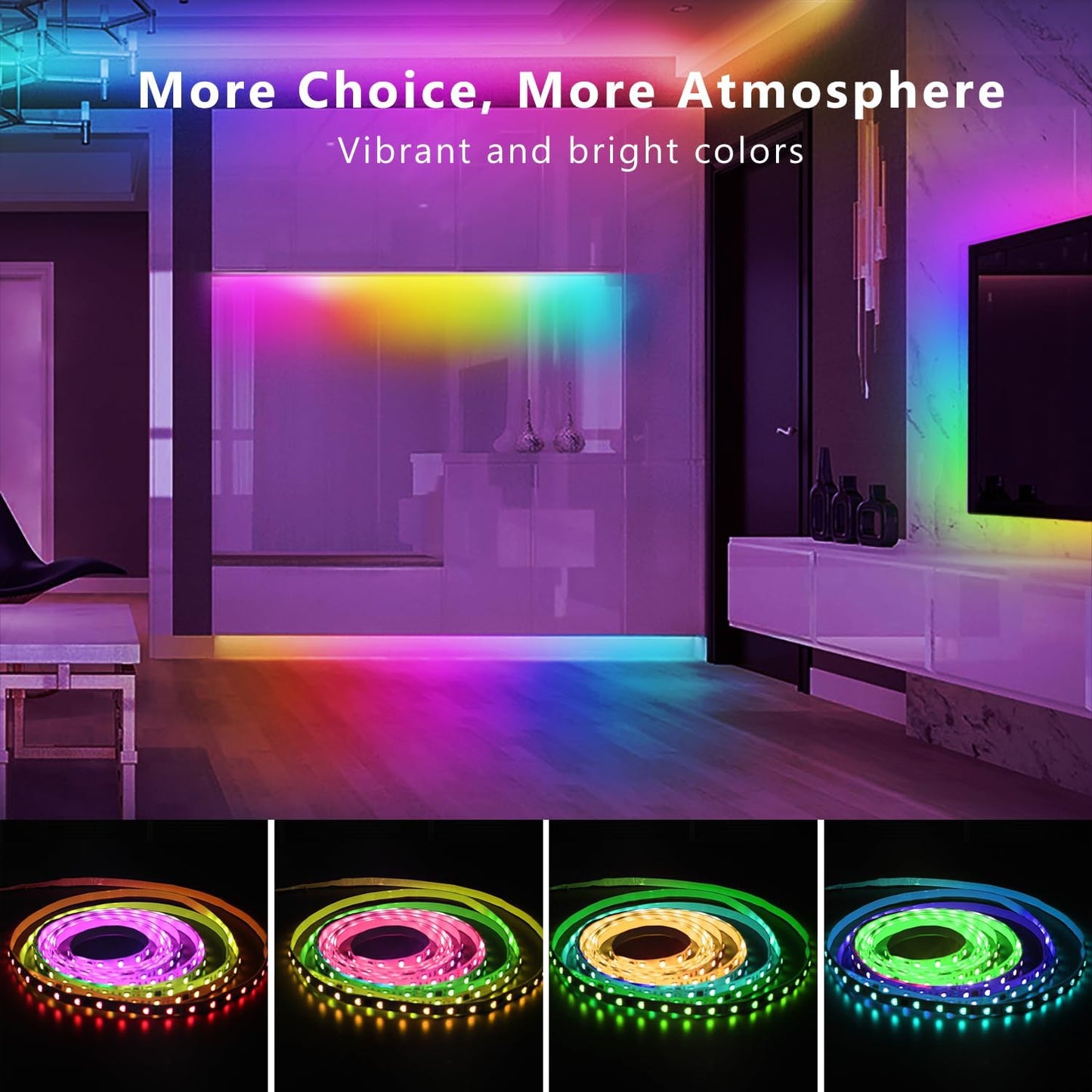 DAYBETTER Smart IC LED Strip Lights, BGRIC LED Lights for Bedroom, DIY Multiple Colors on One Line, App Control Color Changing Strip Lighting Music Sync Home Decor 16.4 ft