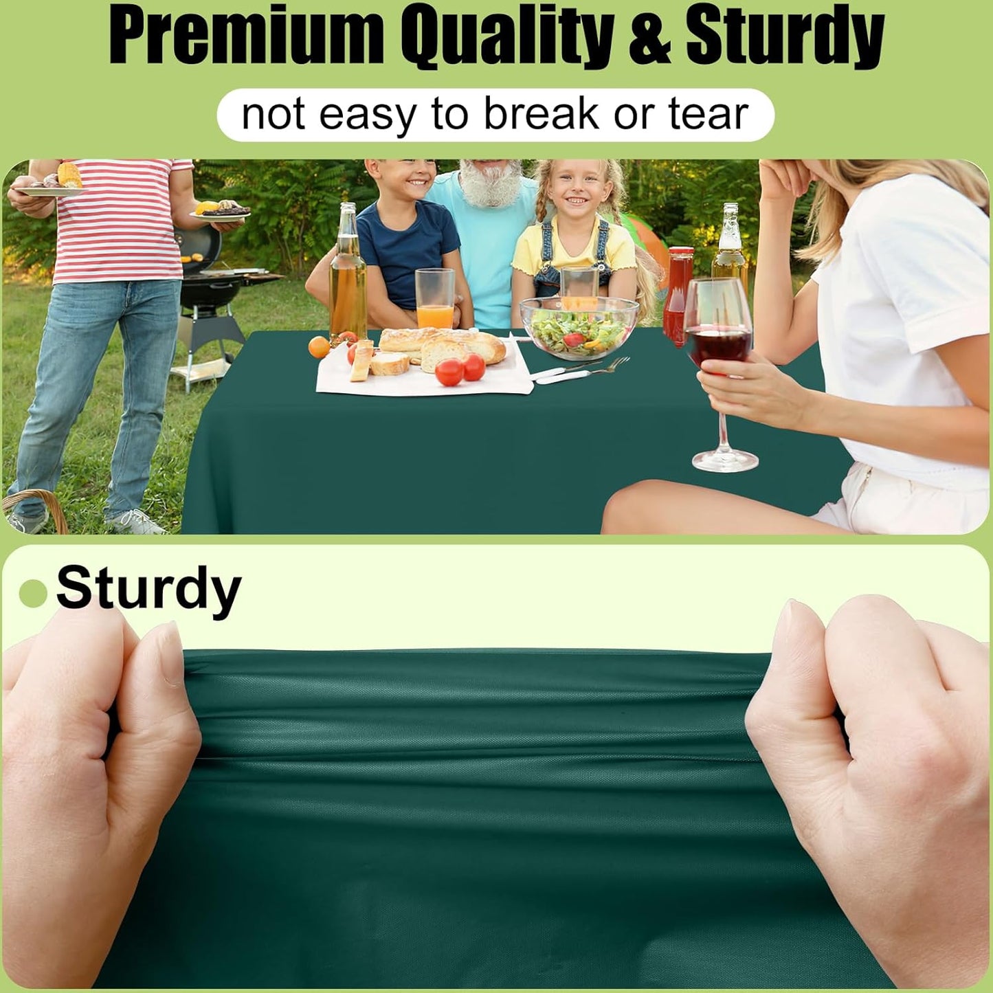 Smiry 54 Inch x 300 Feet Disposable Table Cover Roll, Christmas Green Plastic Table Cloth in Cut-to-Size Box with Slide Cutter, Waterproof Rectangle Tablecloths for Weddings, Banquets, Outdoor