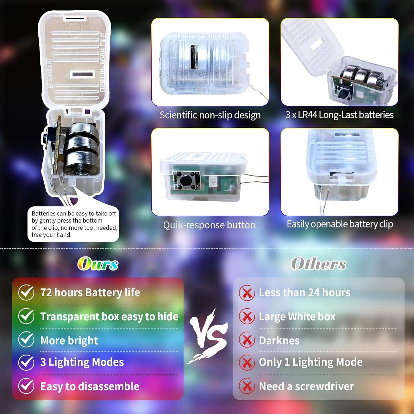 ZGWJ 24 Pack Fairy Lights Battery Operated, 7ft 20 Mini LED Fairy String Lights Silver Wire 3 Modes for DIY, Parties, Wedding, Bedroom, Halloween Christmas Decoration Colorful and Blue