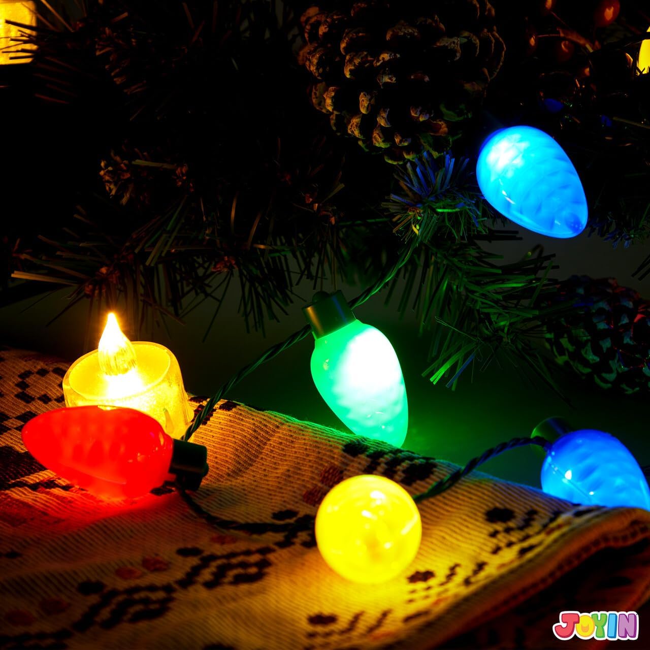 JOYIN 6 PCS Christmas Necklace Christmas Light Necklaces 12 LED Bulbs Accessories Light Bulbs for Adults Kids Holidays Parties Favors Accessories Decorations