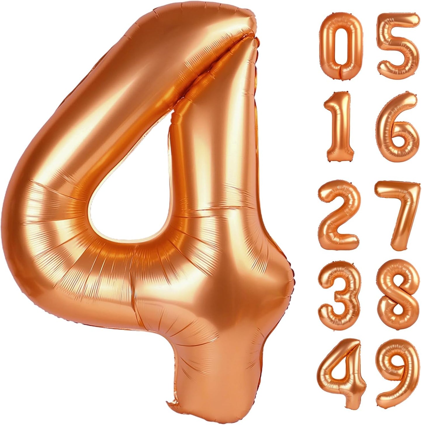 Orange 4 Balloon, Number Balloon 40 Inch, 4th Orange Party Decorations, Four Large Numbers for Party Decor, Number 4 Balloon