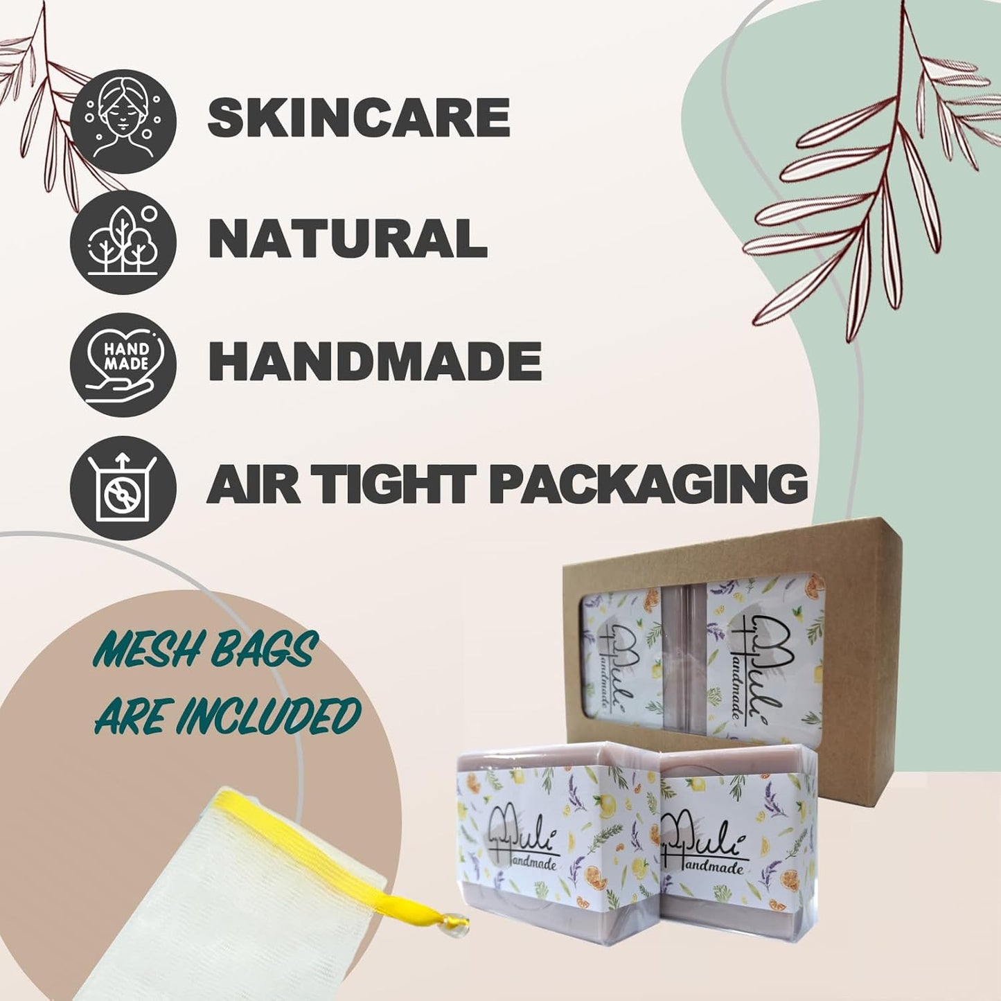 Natural Handemade Bar Soap for Men and Women with Essential oils, Scented Bar Soaps for Bath, Fragrance Regular Use Gift Set (Pack of 2) Lavender