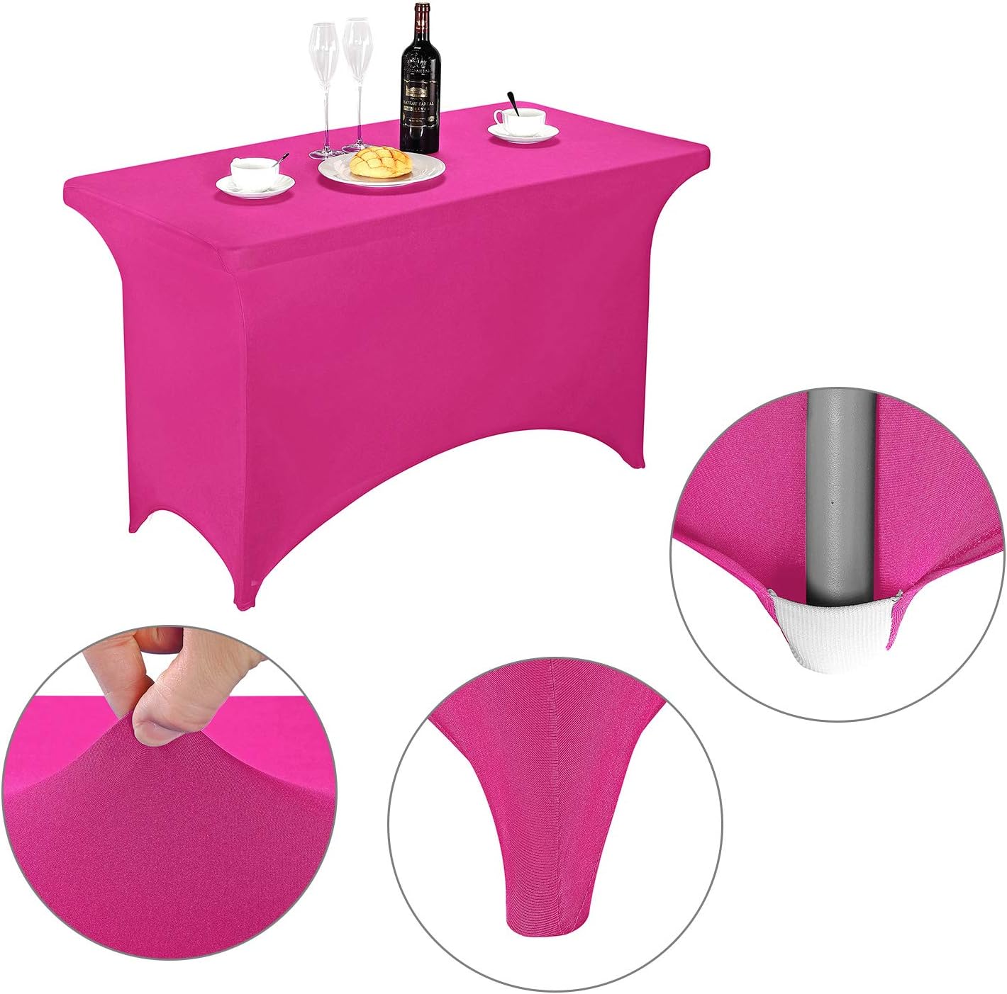 LZY Spandex Fitted Stretch Table Cover for 4ft or 6ft or 8ft Folding Table, Rectangular Cocktail Tablecloth, Perfect for Party or Banquet