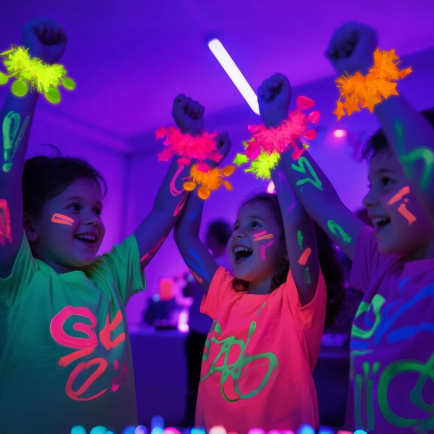 Mega-L 12 Pcs Glow in The Dark Party Bracelet, Glow in The Dark Party Supplies, Neon Fluorescent Blacklight Bracelet Party Favors, Glow Photo Booth Props Bracelets Accessories for Women, Men