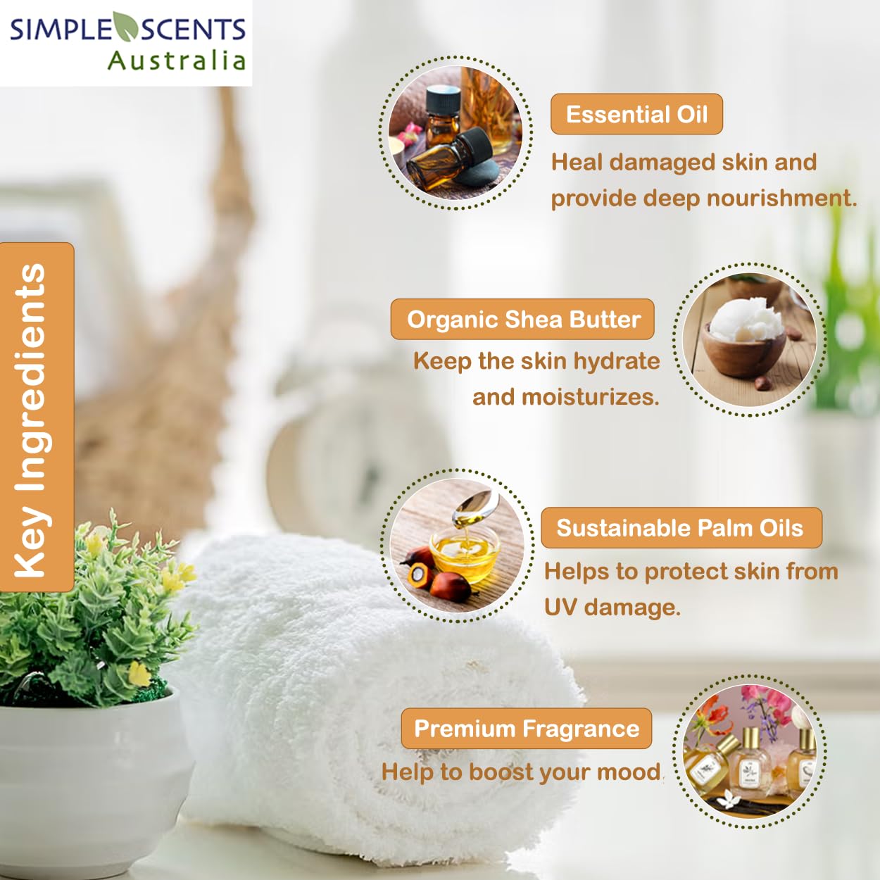 Simple Scents Australia Almond Scented Natural Soap Bars (12 Bars), 3.5oz Moisturizing French Triple Milled Soap Bars Enriched with Shea Butter - Pure Plant Oil Bath & Body Bars