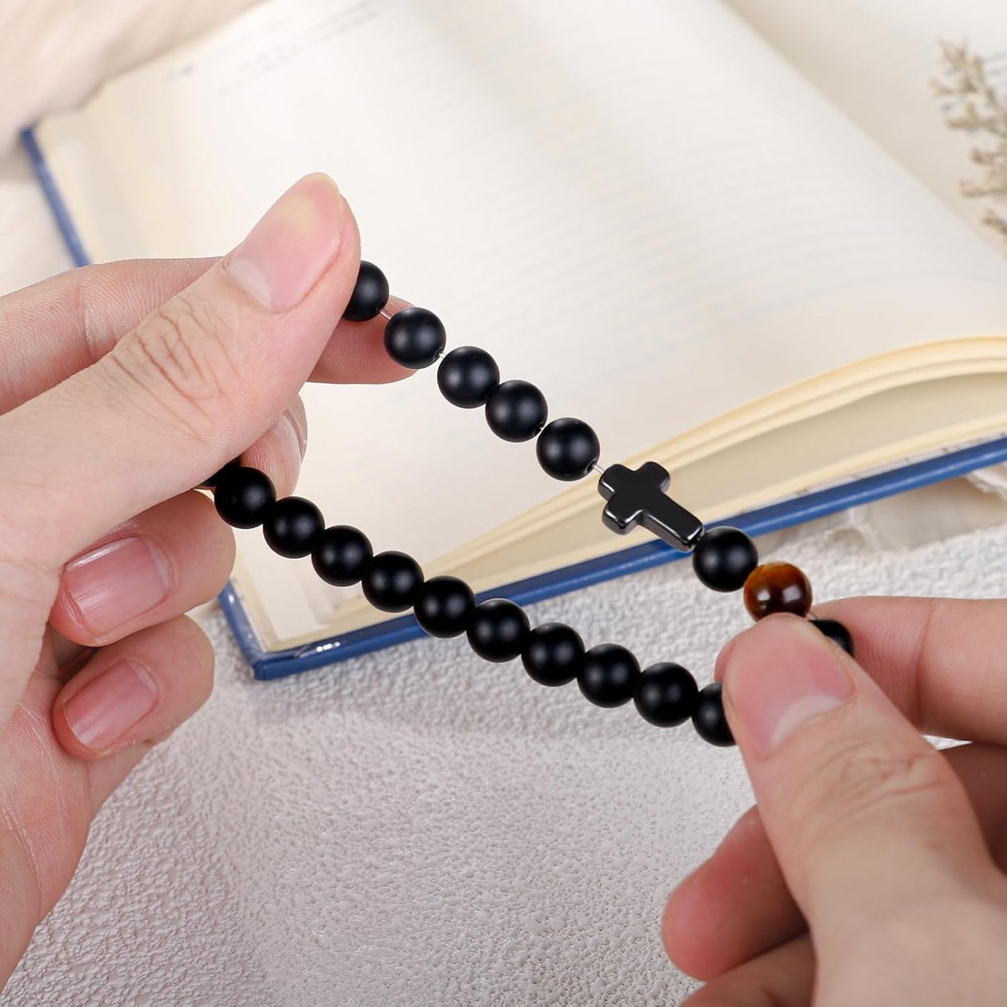 Mens Bracelet with Love Card Inspirational Jewelry Gifts for Man Christian Religious Baptism Valentines Day Graduation Retirement Christmas Beaded Bracelets Gifts