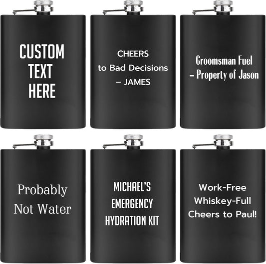 ELEGANTPARK Personalized Gifts for Men Custom Flask Engraved Any Text Bachelor Christmas Wedding Gifts for Him Boyfriend Husband Father Stainless Steel Hip Flasks for Liquor