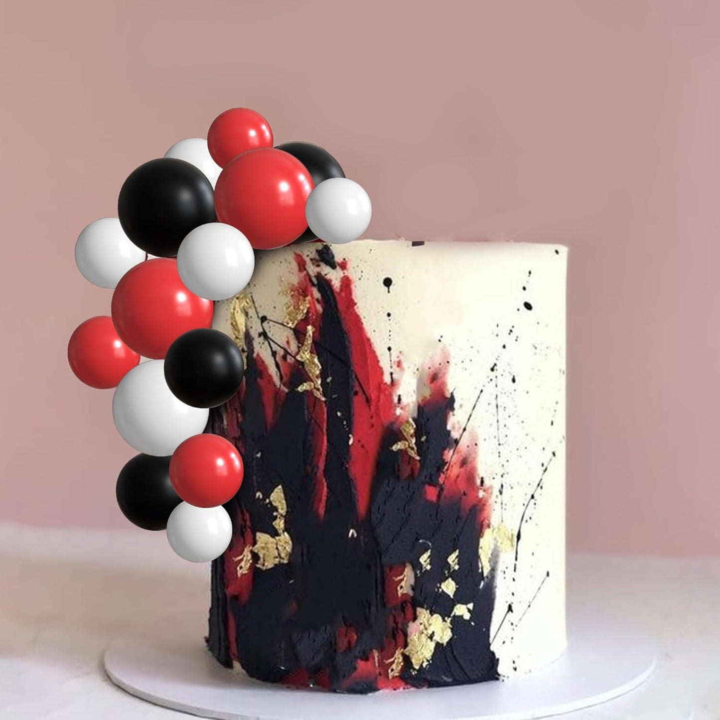 36 Pack Balls Cake Topper Decorations Foam Balloons Cake Decorations Sticks Mini Balloons Cake Toppers Balls Cake Picks for Baby Shower Wedding Anniversary Birthday Party Decorations Red White Black