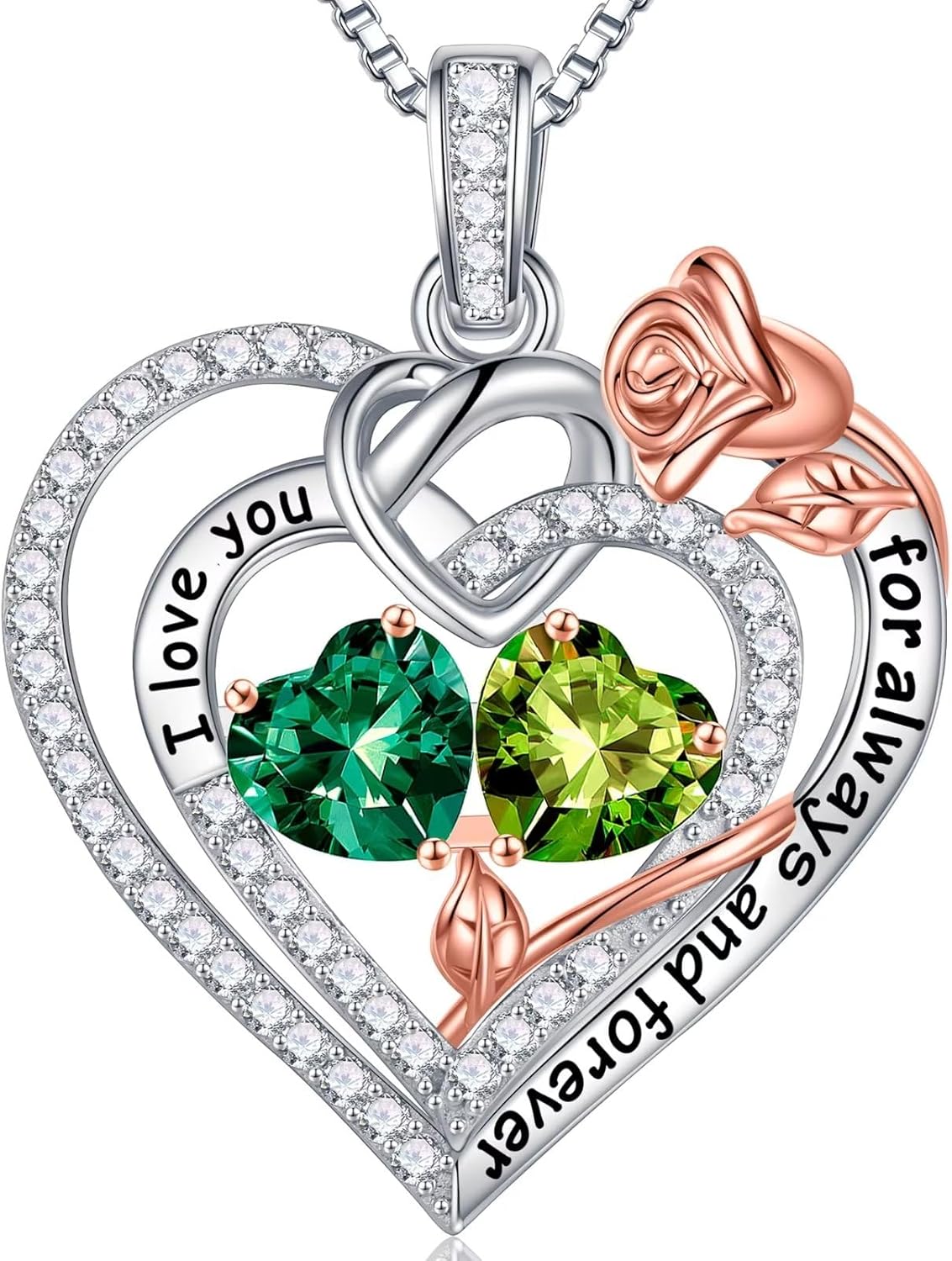 Iefil Christmas Gifts for Wife Women - 925 Sterling Silver Double Birthstone Necklace, Anniversary Birthday Gifts for Women, Jewelry Gift for Wife Girlfriend Mom Her