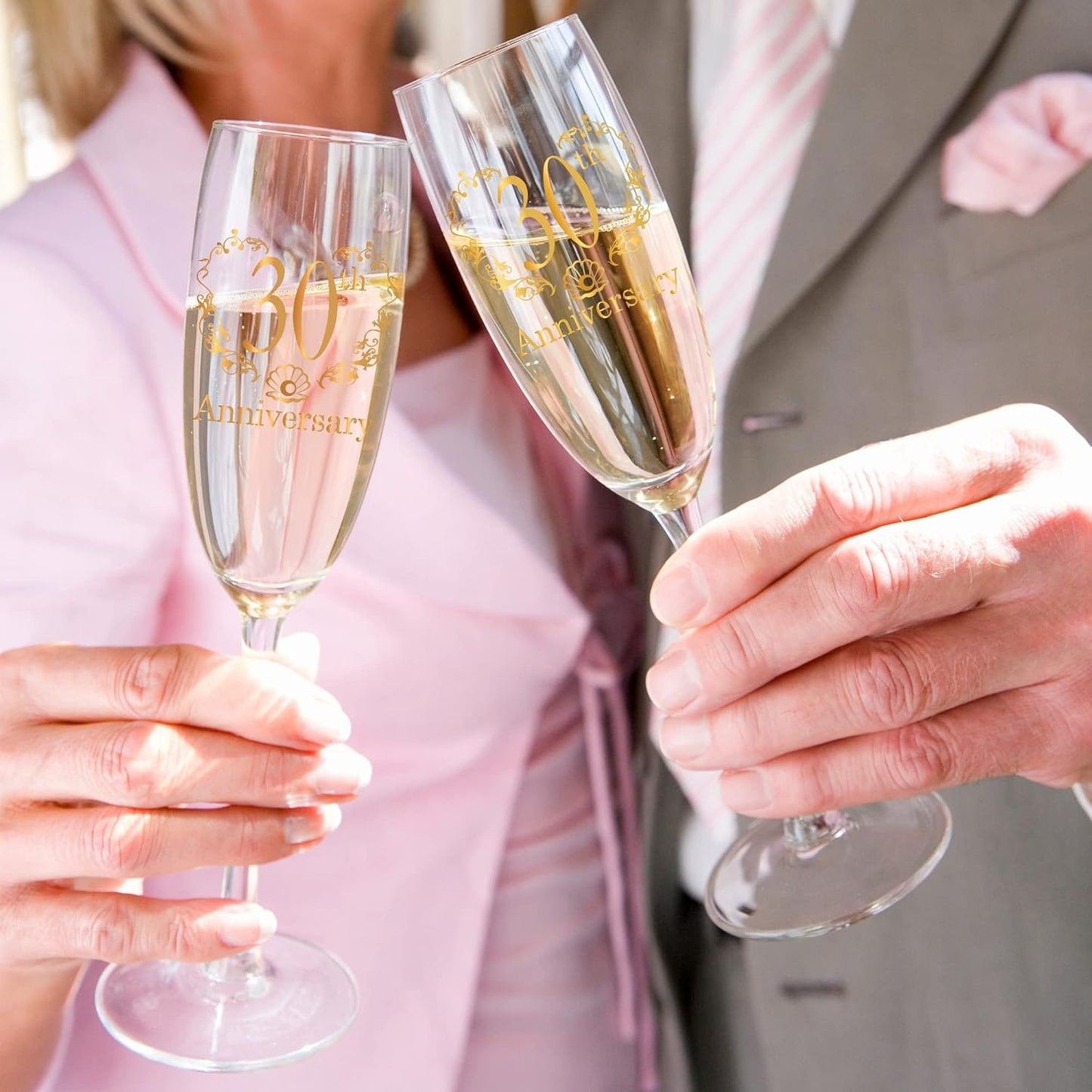 30th Anniversary Champagne Flutes, 30th Wedding Anniversary Couple Gifts, Wedding Anniversary Champagne Flutes Glasses Set of 2, Couples gifts, Anniversary 30th Gifts for Parents