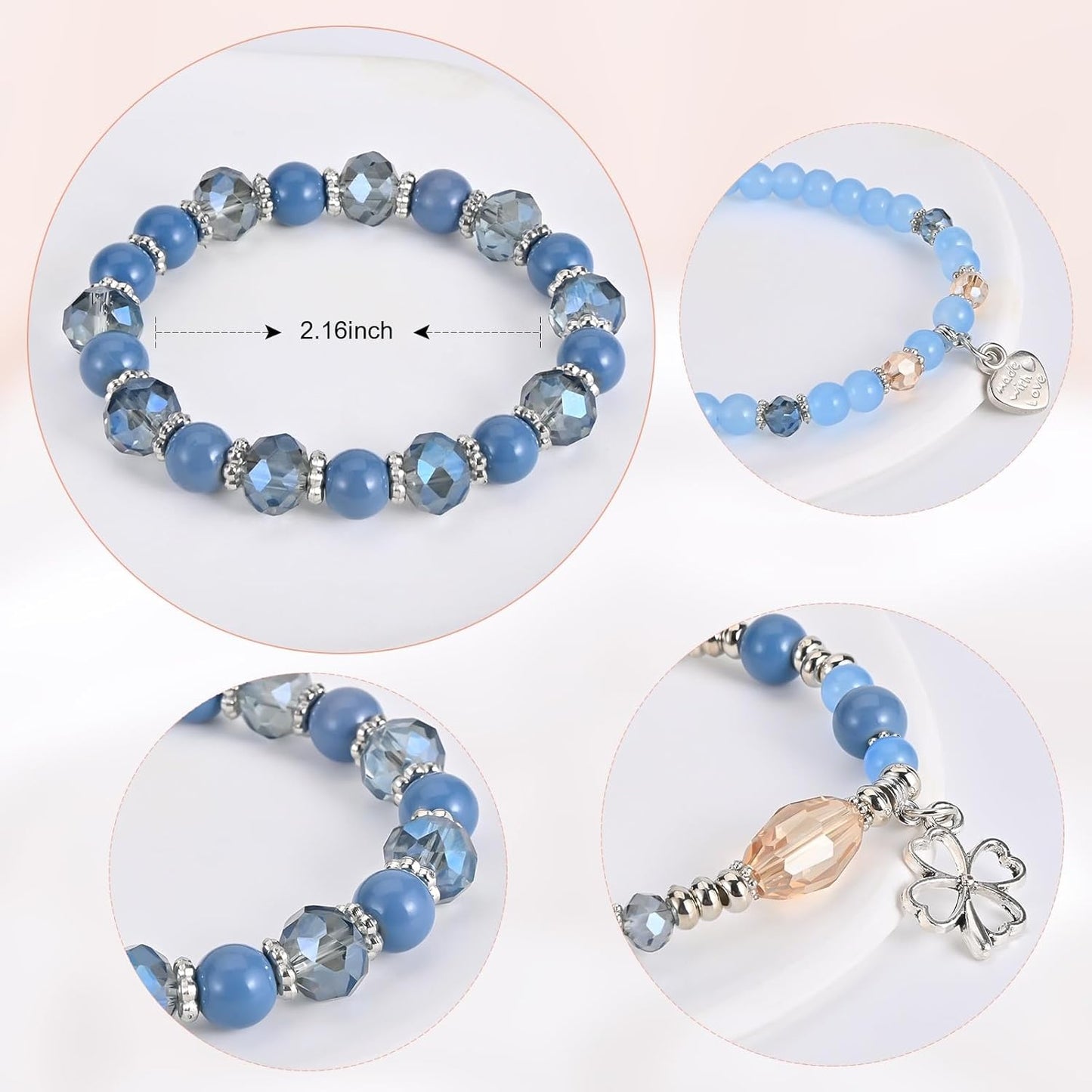 Bohemian Bracelet Sets for Women - 6 Sets Stackable Stretch Bracelets Multi-color Boho Jewelry for Women Hippie Bracelets Dainty Jewelry