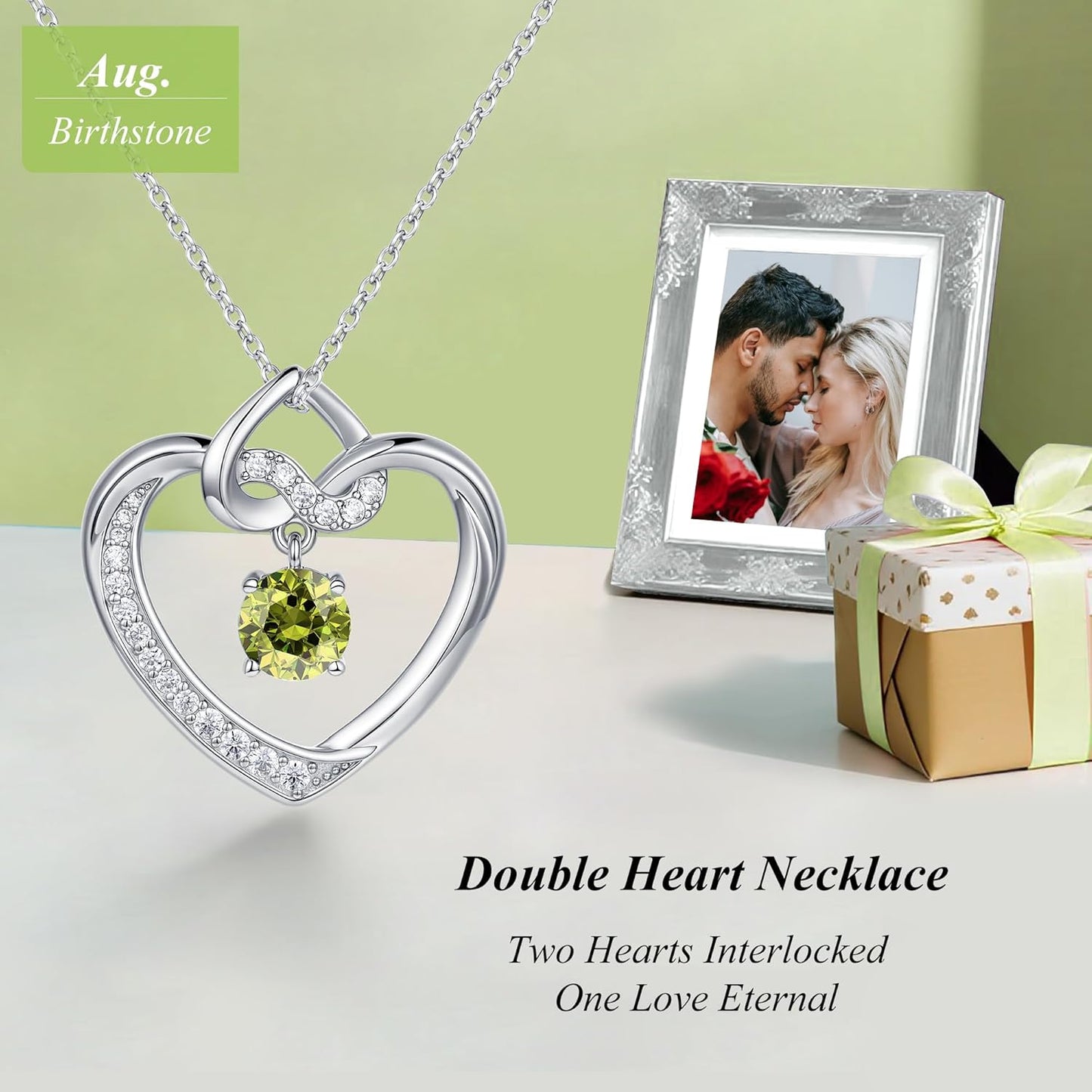 Heart Birthstone Necklaces Gifts for Women Wife, Jewelry for Women Wedding Anniversary Birthday Gifts for Wife Girlfriend Mom Christmas Valentines Gifts S925 Sterling Silver