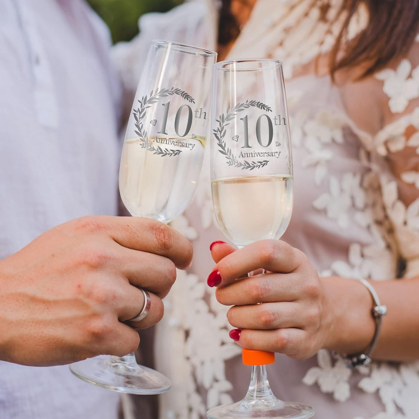 10th Anniversary Champagne Flutes, Wedding Gifts Anniversary for Couple, 10th Wedding Anniversary Champagne Flutes Glasses Set of 2, Couple gifts, 10th Anniversary for Couples Gift