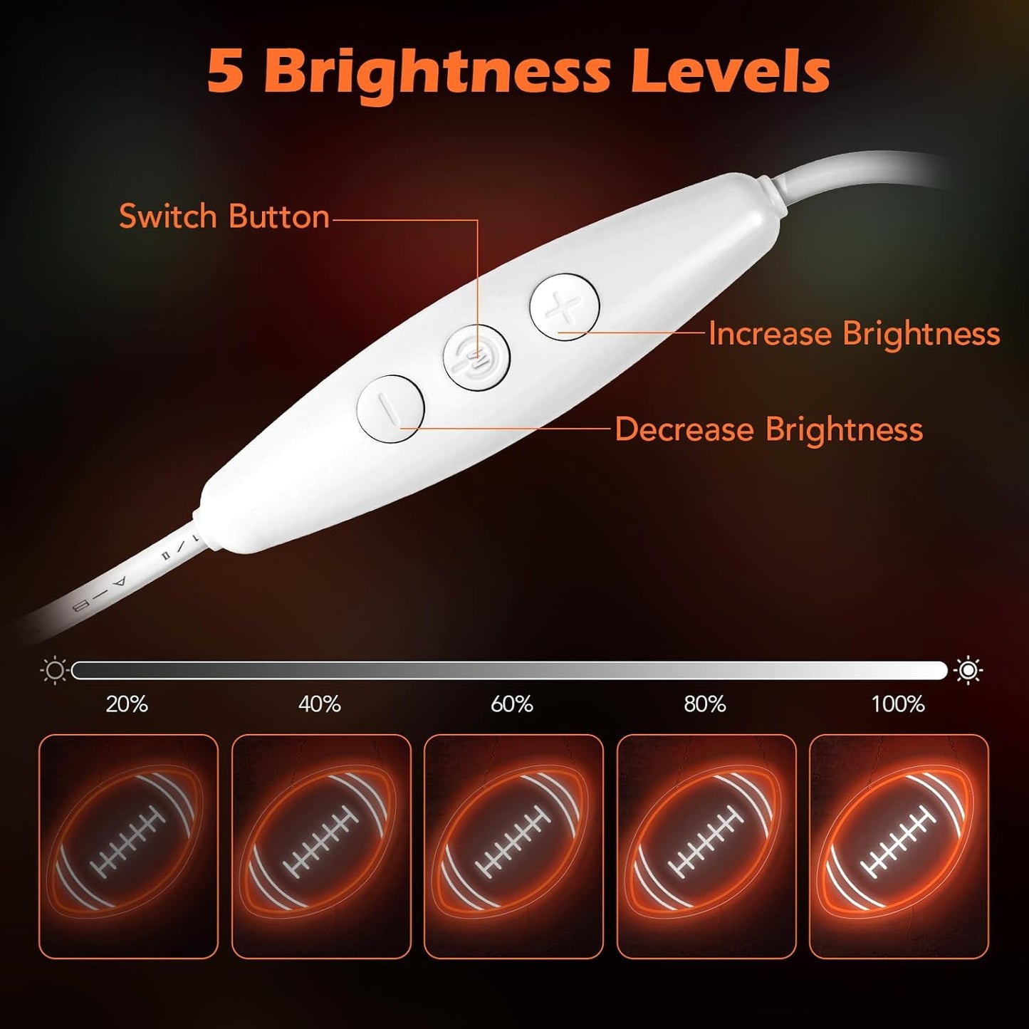 Football Neon Sign for Wall Decor, Football LED Signs for Teens, Dimmable USB-Powered Rugby Light with ON/OFF Switch for Kids, Man Cave, Boys' & Game Rooms, Gift for Rugby Fans