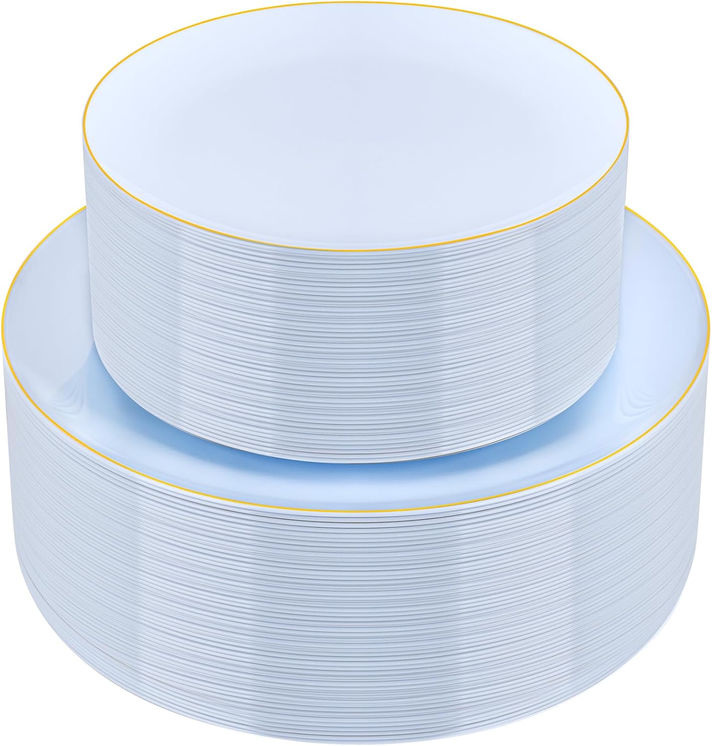PULOTE 100PCS Blue Plastic Plates - Disposable Light Blue Include 50 Dinner & 50 Dessert/Salad Plates for Party, Wedding & Easter