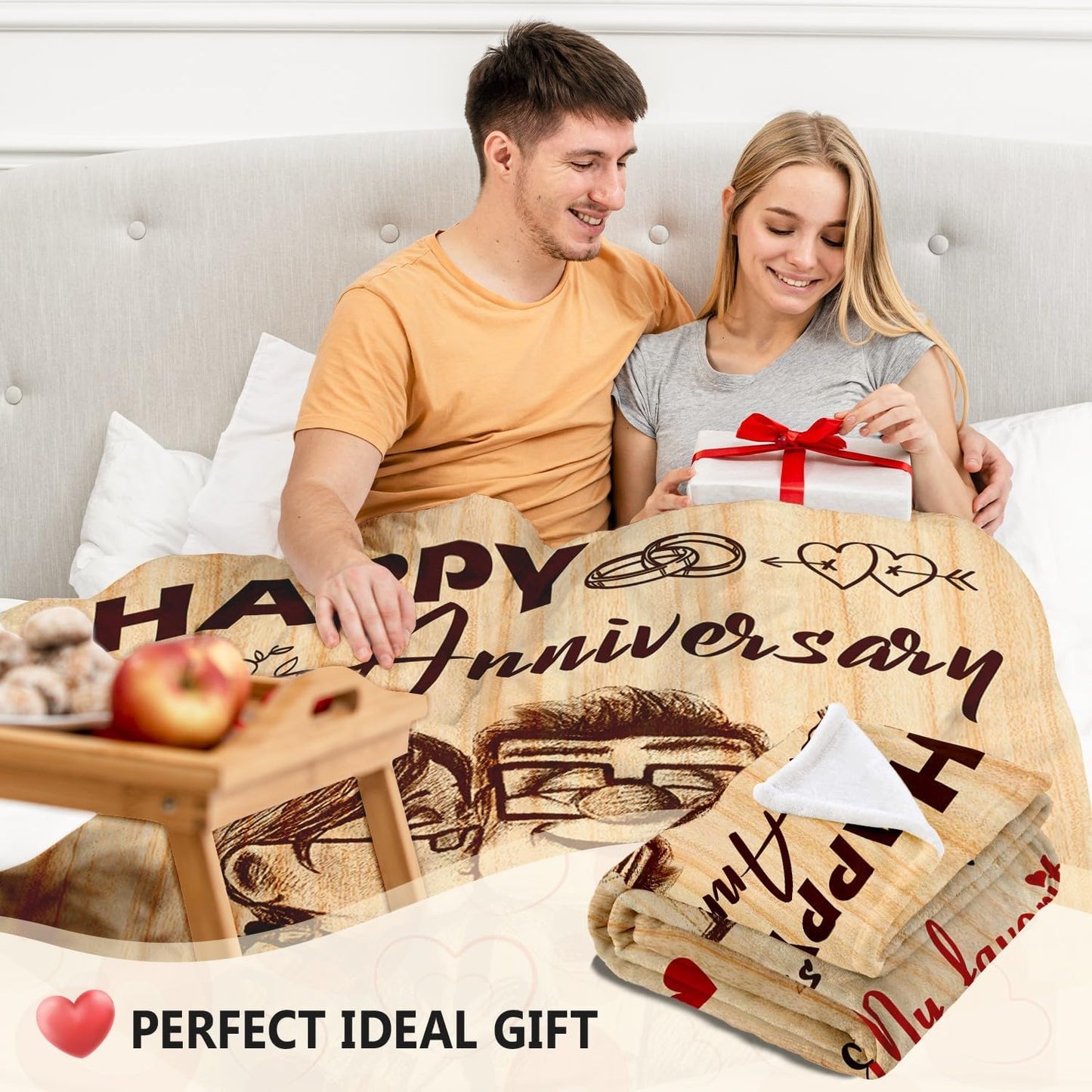 Romantic Anniversary Blanket Gifts for Her Him Couple - Anniversary Wedding Gifts for Men Women - Happy Anniversary Decorations for Husband Wife Girlfriend Boyfriend - Aniversario Blanket 50"x60"