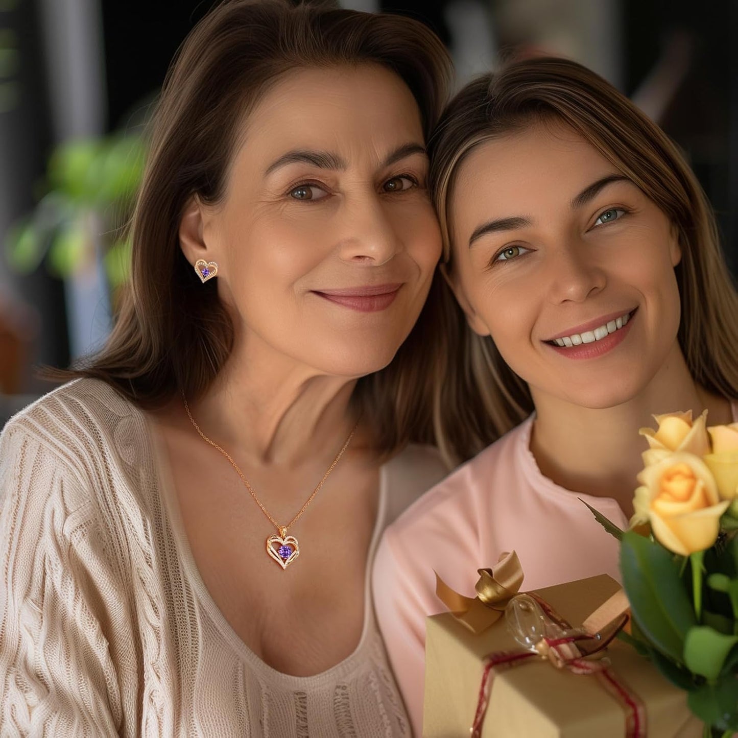 CDE Forever Love Heart Necklaces for Women, Wedding Anniversary, Birthday Mothers Day Christmas Day Gifts for Mom, Mother, Wife, friend, S925 Silver Jewelry with Birthstone Pendant