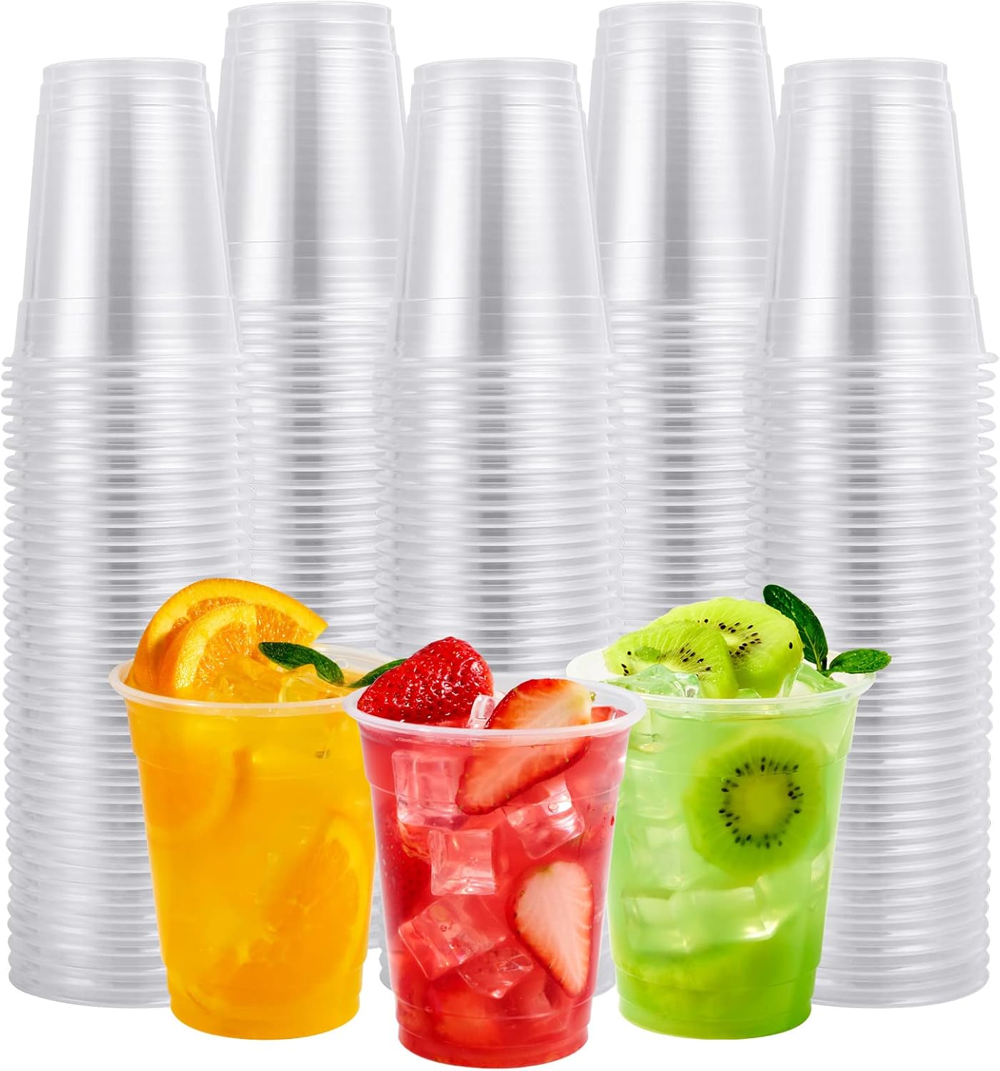 FOCUSLINE 300pack 12 oz Clear Plastic Cups Disposable, Plastic Clear Cups Disposable, DrinkIng Cup for Water, Juice, Soda, Ice Coffee