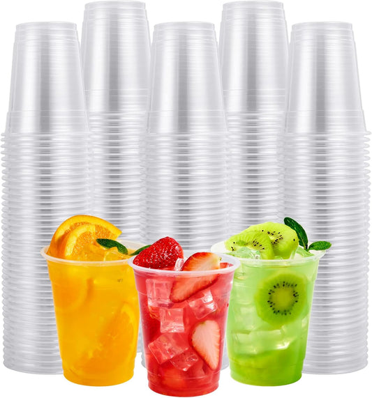 FOCUSLINE 300pack 12 oz Clear Plastic Cups Disposable, Plastic Clear Cups Disposable, DrinkIng Cup for Water, Juice, Soda, Ice Coffee