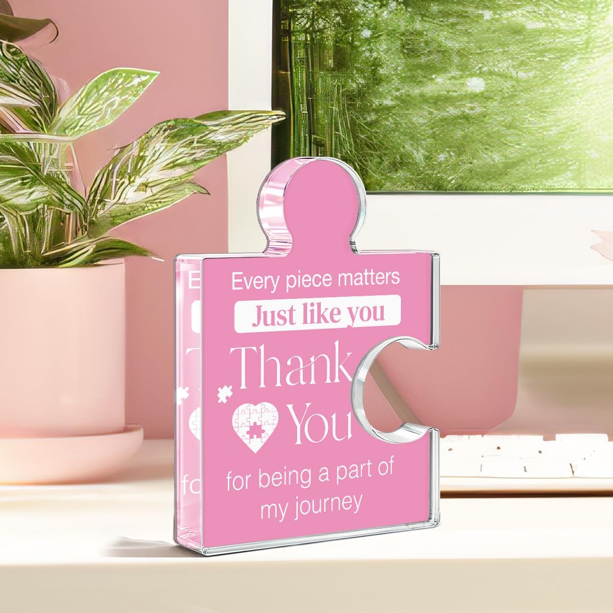 Friendship Gifts for Women, Thank You Appreciation Gift Retirement Gifts for Colleagues Employees, Every Piece Matters Just Like You Acrylic Puzzle Piece Plaque Office Decor