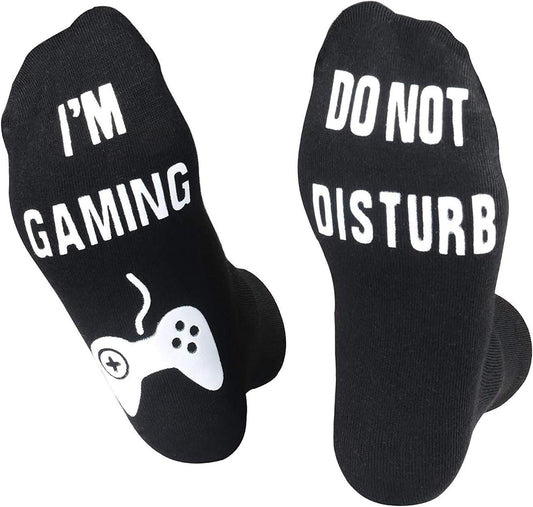 Funny Christmas Valentines Gifts Stocking Stuffers for Teen Kids Men Women Do Not Disturb I'm Gaming Socks Gamer Socks