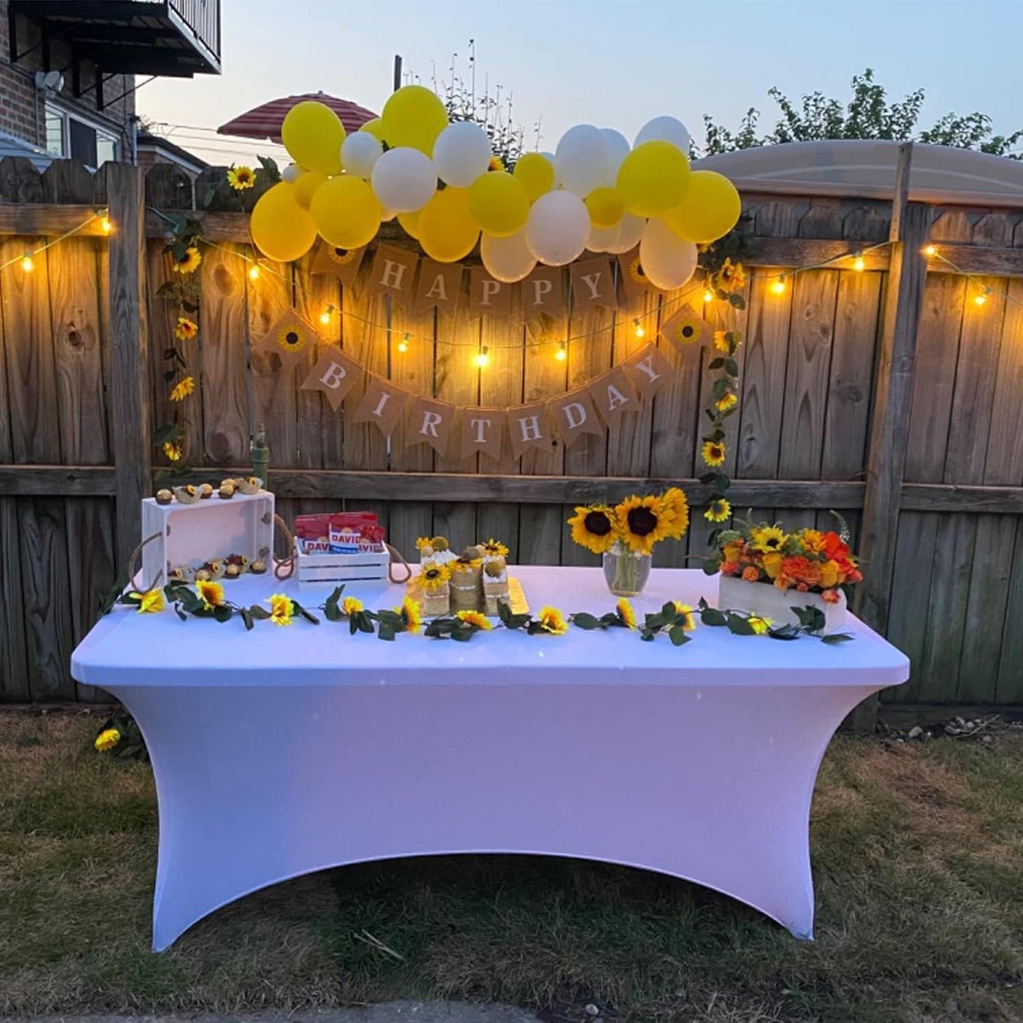 FORLIFE 6Pack Spandex Table Covers 6ft，Fitted Tablecloth for 6ft Rectangular Tables, Stretch Patio Table Covers, Universal Spandex Table Cover for Wedding, Banquet, Party - Ivory