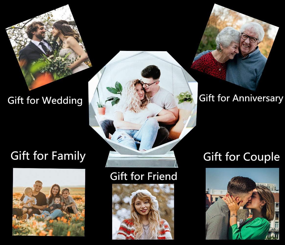 FANF&YKPY Personalized Crystal Glass Custom Color Photo Desktop Decorative Photo Frames, Birthdays, Wedding Gifts,Gift for Girlfriends, Husbands,Wife,Couple,Friends,Child