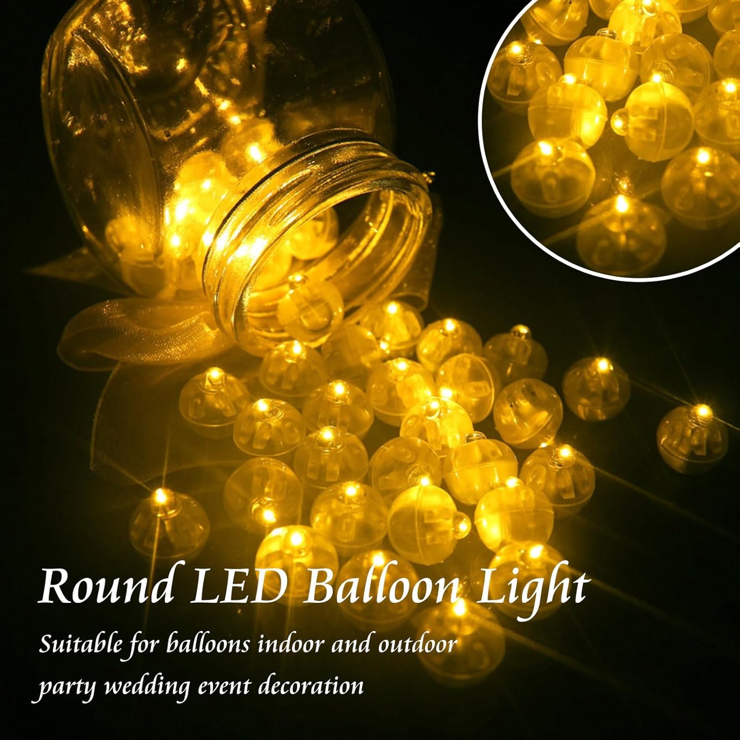 50pcs Balloon Lights Mini Led Lights Round Long Standby Time Ball Lamps Paper Lantern Balloons Lamps for Birthday Party Christmas Halloween Decoration Warm White
