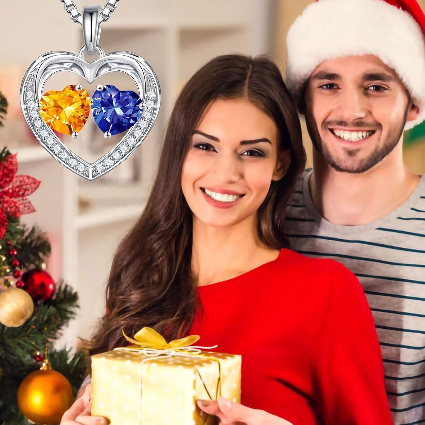 Iefil Christmas Gifts for Wife - 925 Sterling Silver Birthstone Necklace, Anniversary Birthday Gifts for Women, Stocking Stuffers for Women Wife Mom Daughter