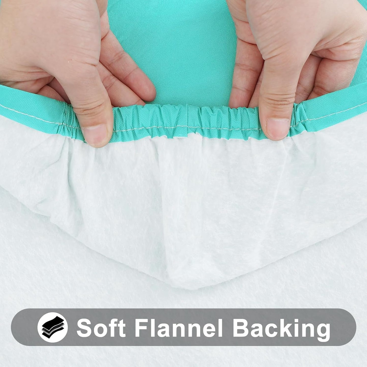 Smiry Rectangle Tablecloth, Elastic Fitted Flannel Backed Vinyl Tablecloths for 6ft Folding Tables, Waterproof Wipeable Table Covers for Indoor, Outdoor, Picnic and Camping (Teal, 36"x72")