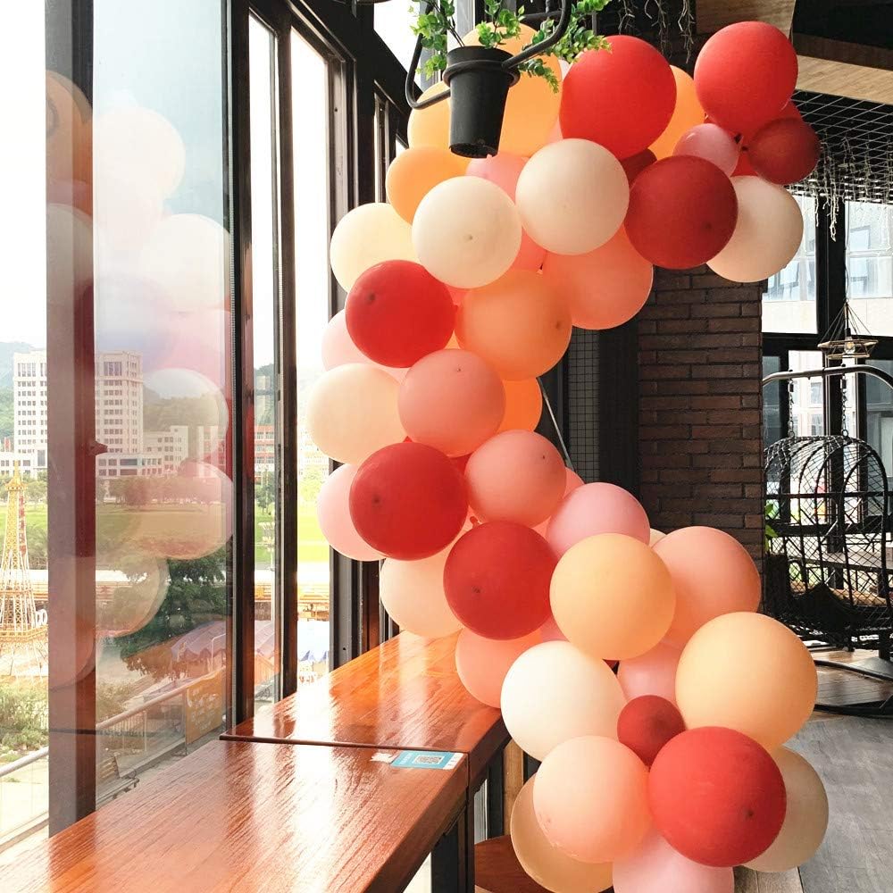 KALOR 12 Inch Coral Red Balloons, 50 Pcs Latex Helium Balloons for Kid's Birthday Party, Baby Shower, Wedding, Graduate Party Decorations