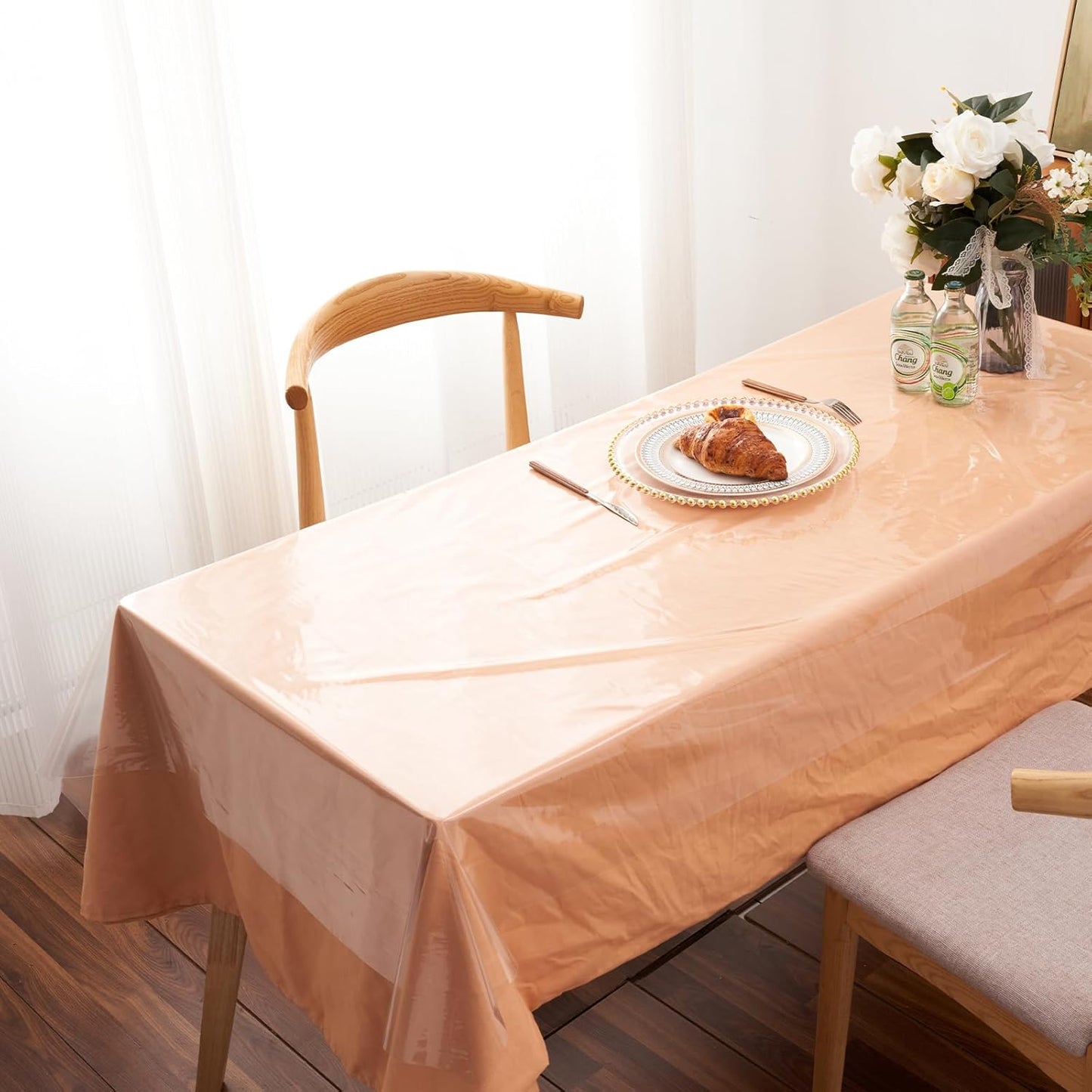 Clear Plastic Tablecloth Protector Rectangle 54x78 inch Waterproof Oilproof Stain Resistant Wipeable Table Cover for Dining Tables