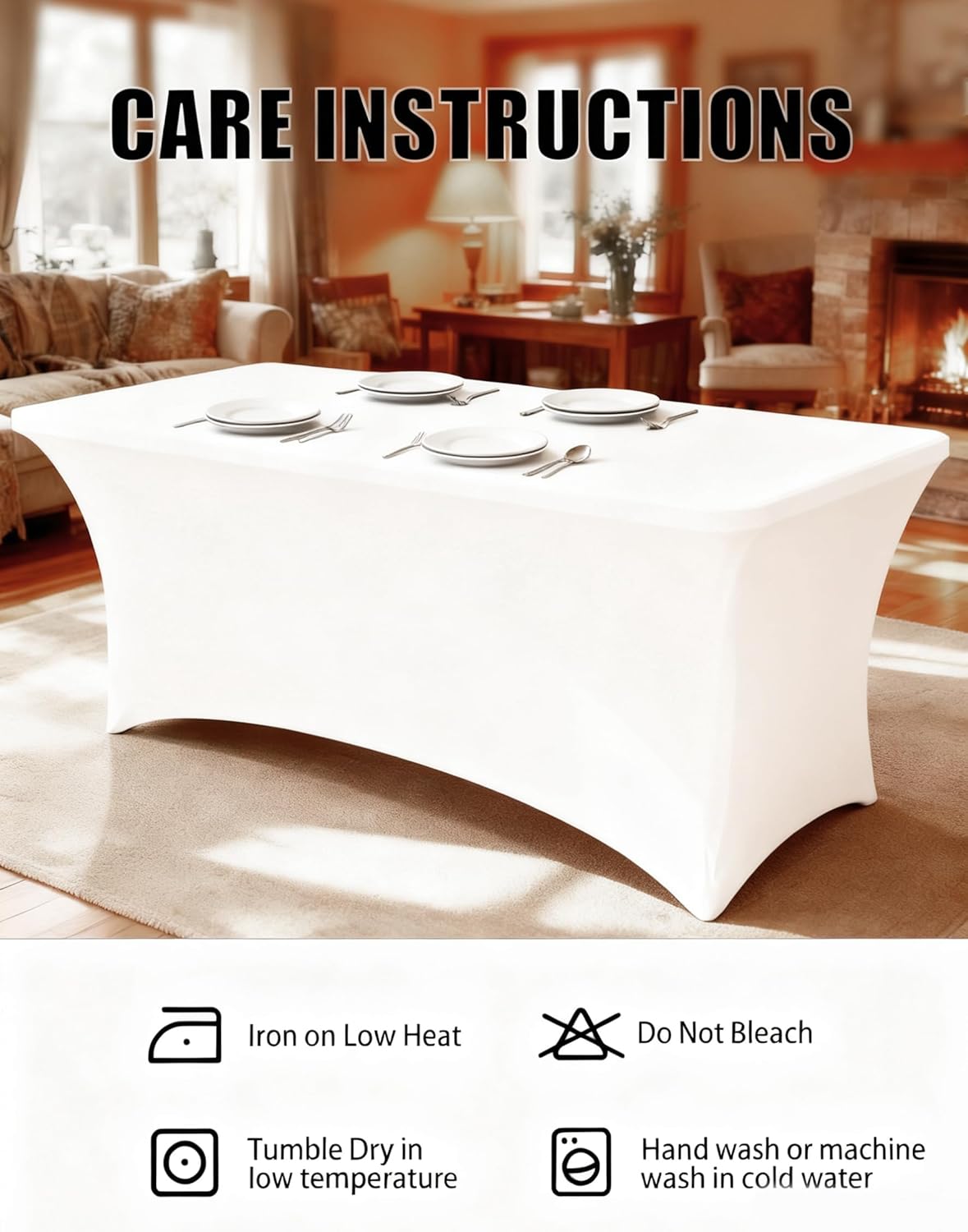 6FT White Table Cloth - 10 Pack Fitted Stretch Rectangle Spandex Tablecloth, Washable Table Cover for Party, Picnic, Wedding, Banquet, Birthday and Festival(30" x 72")