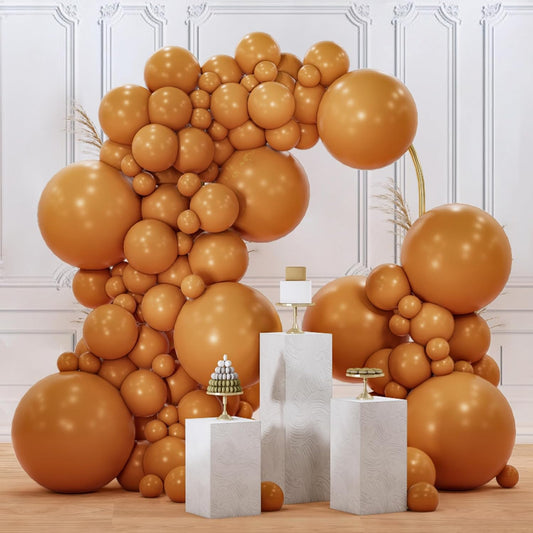 PartyWoo Tan Brown Balloons 140 pcs Different Sizes of 18 12 10 5 Inch Boho Neutral Light Coffee Fall Latex Balloon Arch Kit for Birthday Safari Boy Baby Shower Jungle Party Decorations Brown-F10