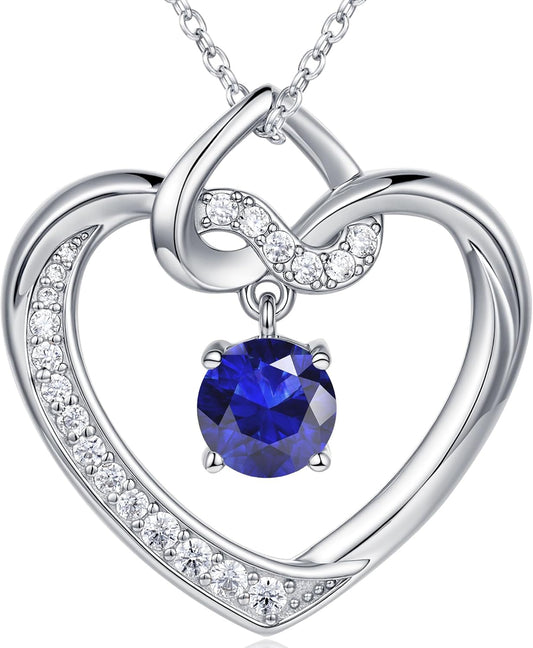 Heart Birthstone Necklaces Gifts for Women Wife, Jewelry for Women Wedding Anniversary Birthday Gifts for Wife Girlfriend Mom Christmas Valentines Gifts S925 Sterling Silver