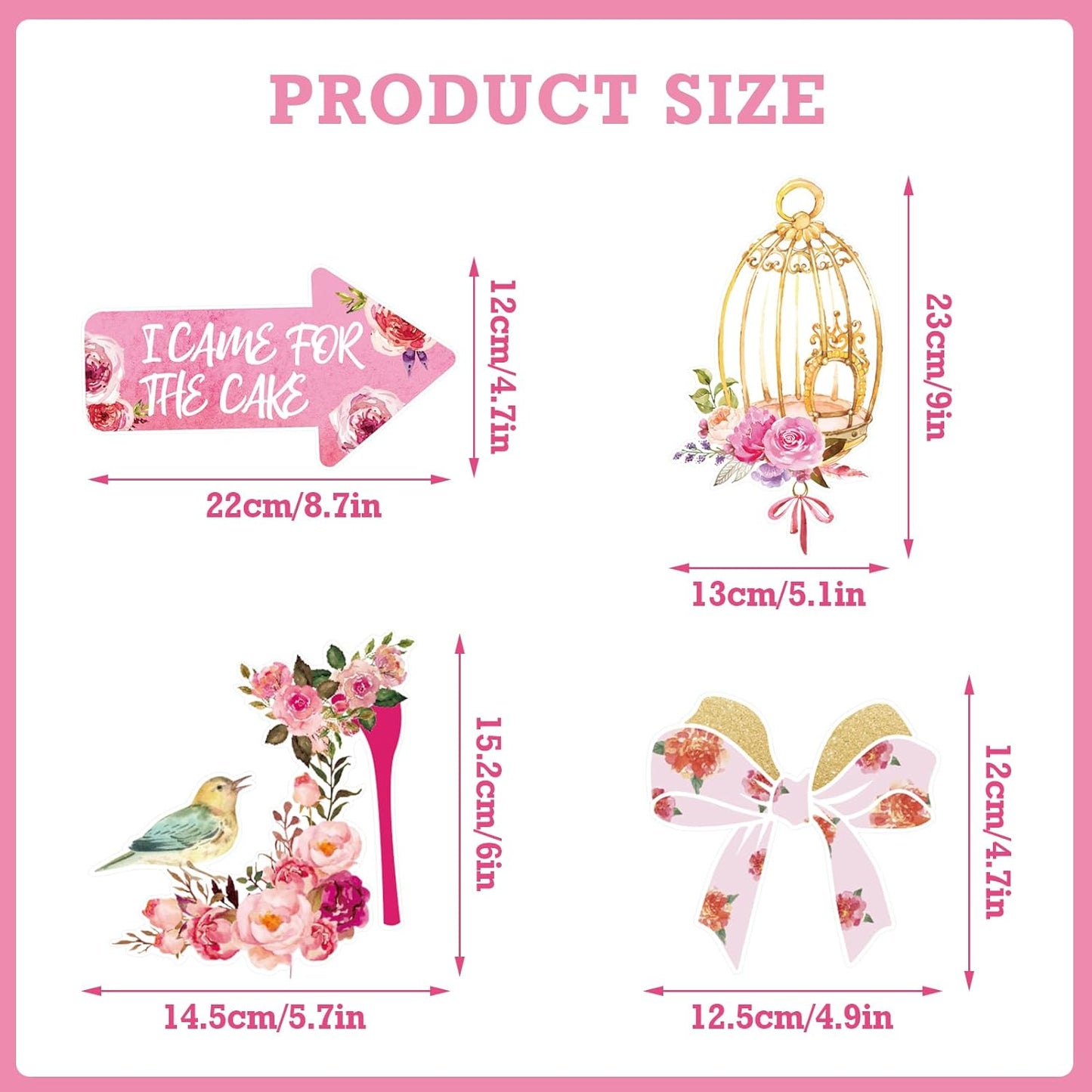 SUNBEAUTY 36 Pcs Tea Party Photo Booth Props - Pink, White, Green - Floral Pattern - Paper Material - Perfect for Parties