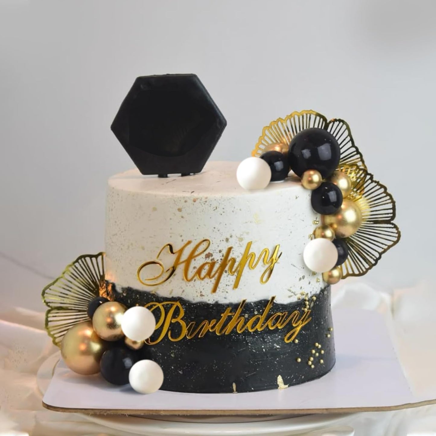 36 Pack Balls Cake Topper Decorations Foam Balloons Cake Decorations Sticks Mini Balloons Cake Toppers Balls Cake Picks for Baby Shower Wedding Anniversary Birthday Party Decorations Black White Gold