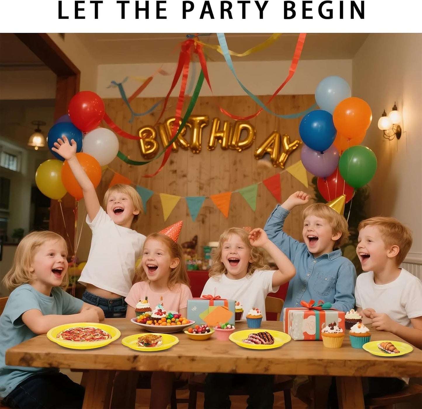 WELLIFE 9 Inch Plastic Plates Yellow 50 Count Disposable Plate for Party, Dessert Plates for Dinner Cake Salad Supplies Birthday