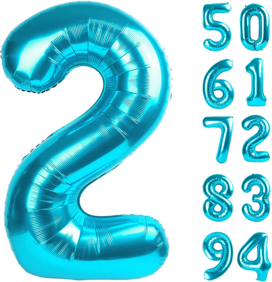2 Balloon, Blue Number Balloons 40 Inch, 2nd Balloon Number Birthday Decorations, Two Second Birthday Party Supplies, Number 2 Balloon