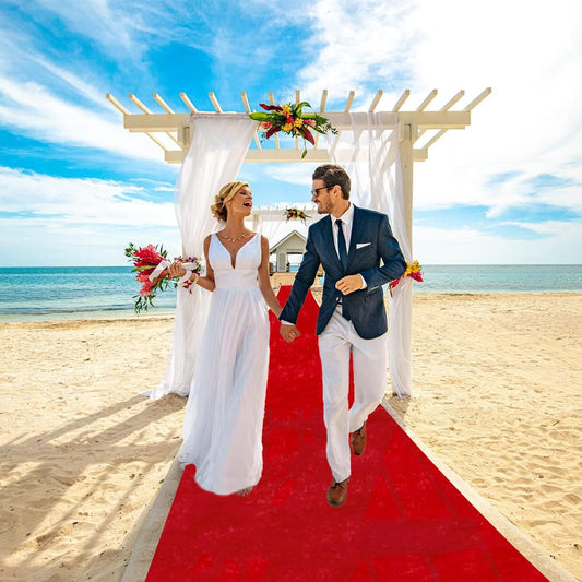 FUHSY Red Carpet Runner 4FTx15FT Wedding Aisle Runners Velvet Aisle Runner for Ceremony Indoor Outdoor Wedding Runway Carpet for Party Bridal Shower Prom Events