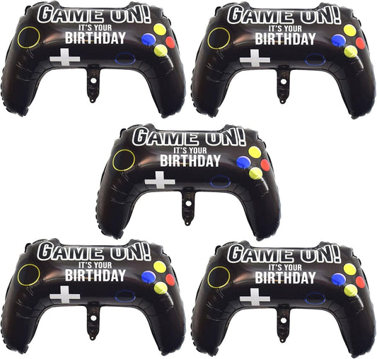 5 Pieces Video Game Party Balloons, Giant Video Game Controller Mylar Foil Balloons Game on Balloons for Kids Boys Gaming Theme Birthday Party Video Game Baby Shower Decorations Supplies
