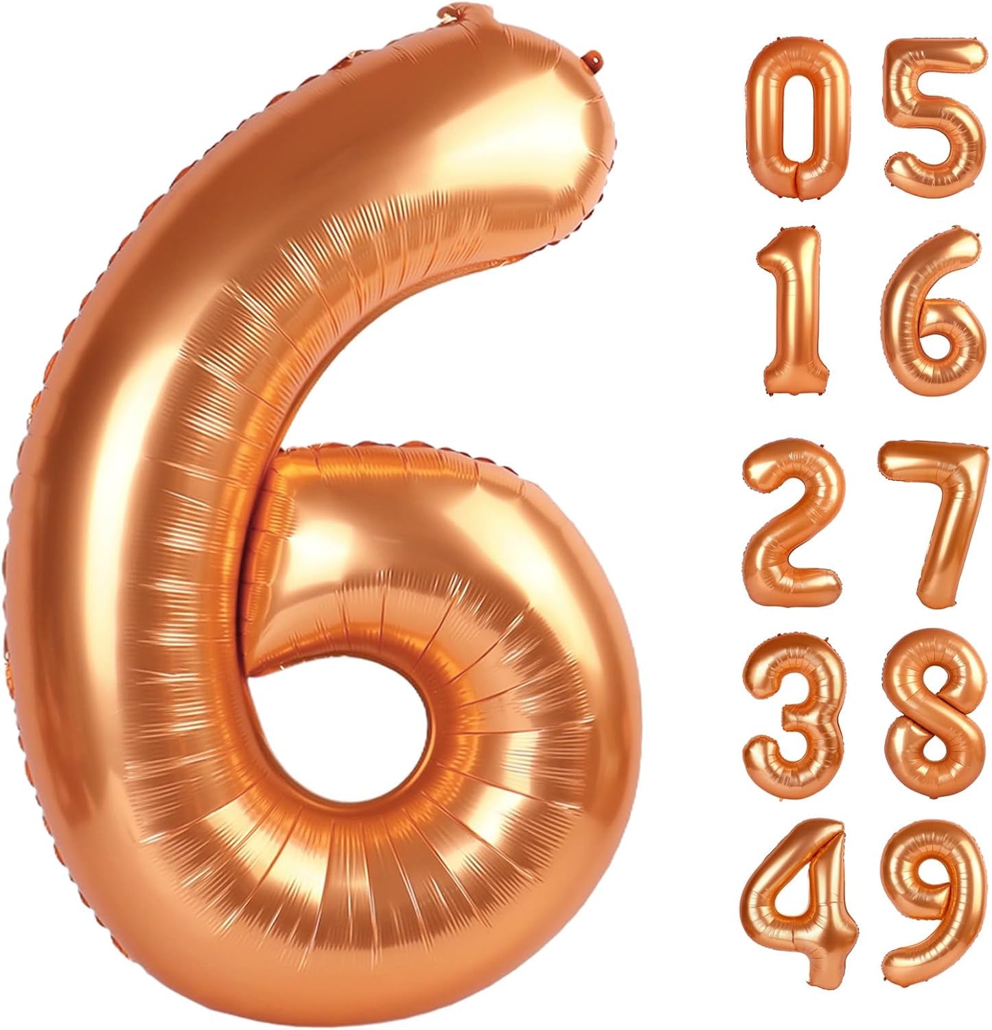 Orange 6 Balloon, Number Balloons 40 Inch, Orange Party Supplies 6th Balloons for Birthday, 6 Birthday Balloon, Number 6