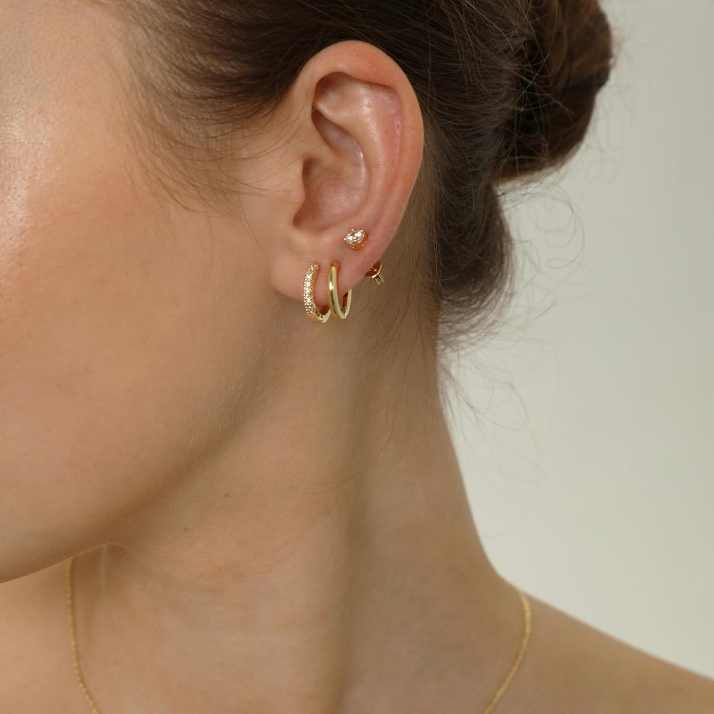 Gold Earrings for Women, 14k Gold Plated Dangle Huggie Earrings for Women Trendy Dainty Gold Hoop Earring Stacks Hypoallergenic Pearl Chain Drop Cartilage Earring Fashion Womens Jewelry