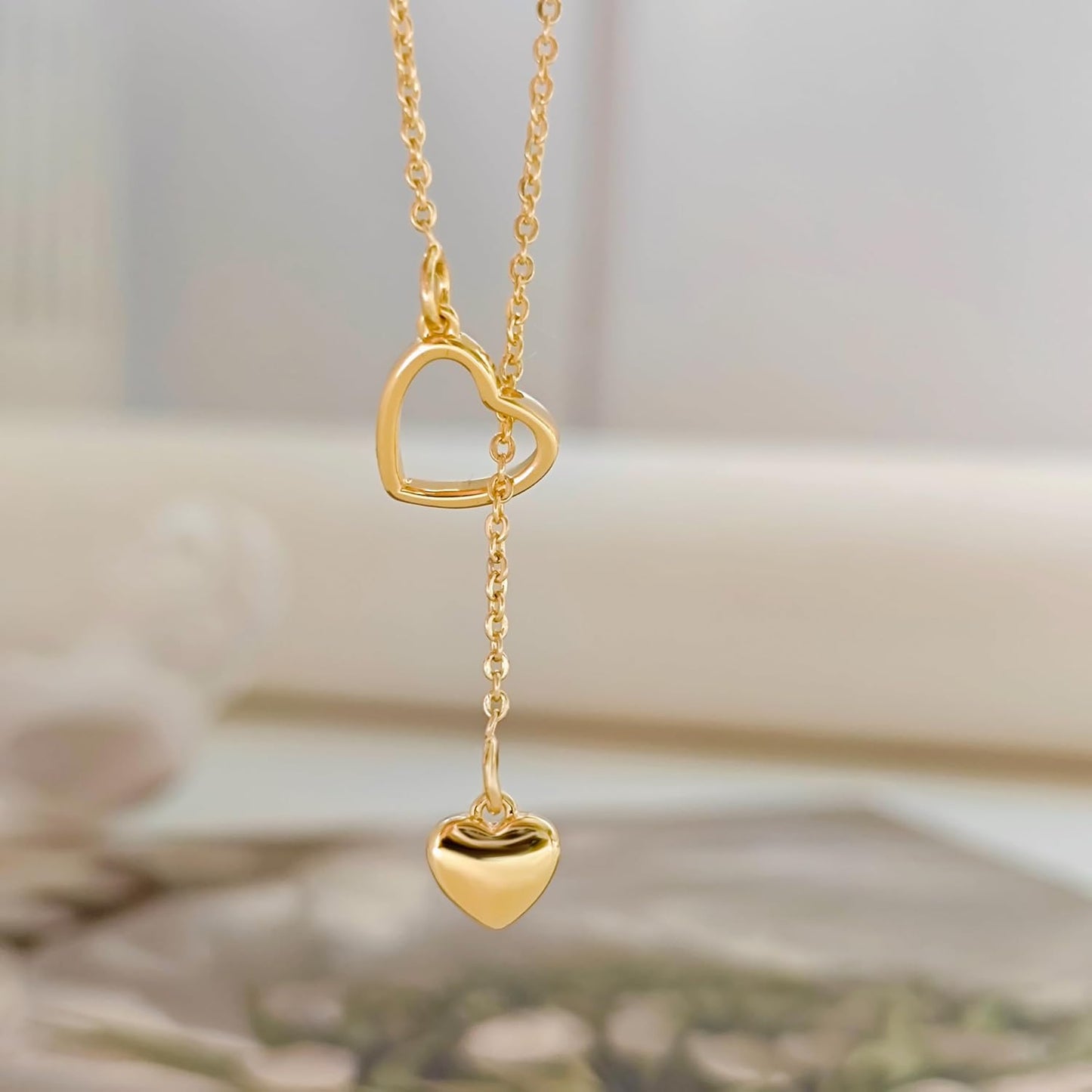 Luxval Lariat Gold Necklace for Women, Dainty Long Necklace 14k Gold Plated/Silver Y-Shaped Pendant Necklaces Trendy Beaded Chain Drop Necklaces Jewelry for Women Gifts